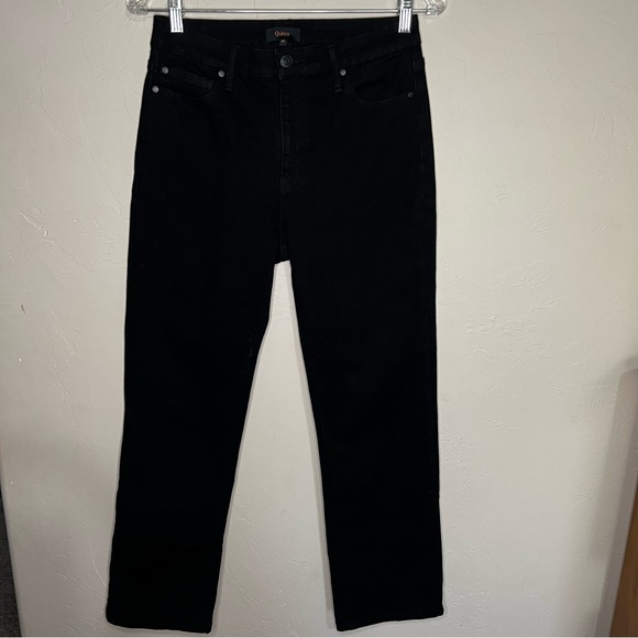 Quince Bella Black High Rise Straight Leg Organic Cotton Blend Ankle Denim Jeans - Picture 5 of 12